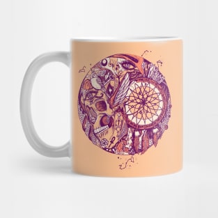 Peach Skull and Dreamcatcher Circle Mug